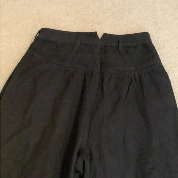New Free People Sweet Talk Black Wide Leg Chino Pants Cotton & Linen Sz 8 Medium - Picture 15 of 16